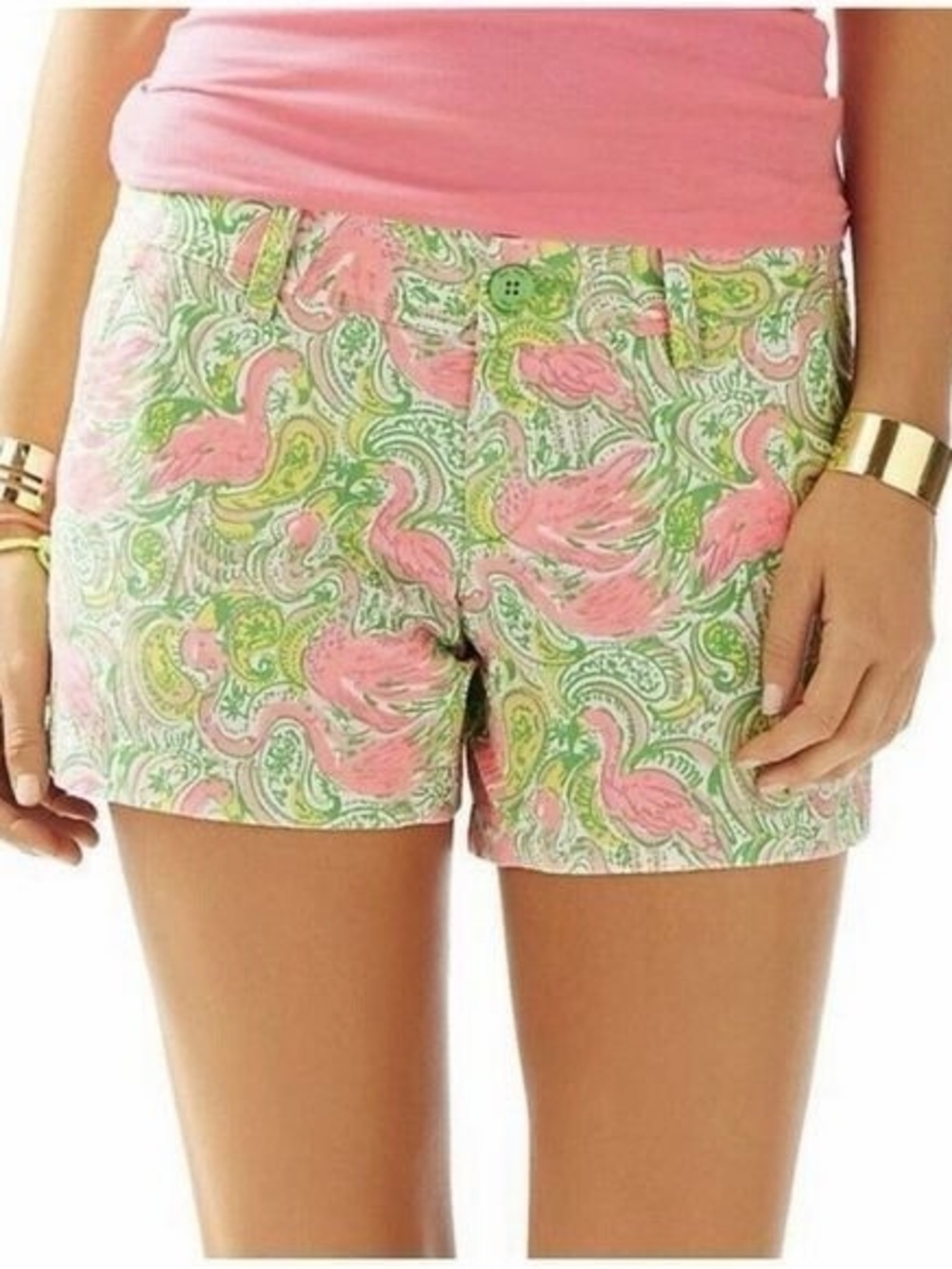 Lilly Pulitzer Pink Flamingo Paisley Cotton Walsh Shorts